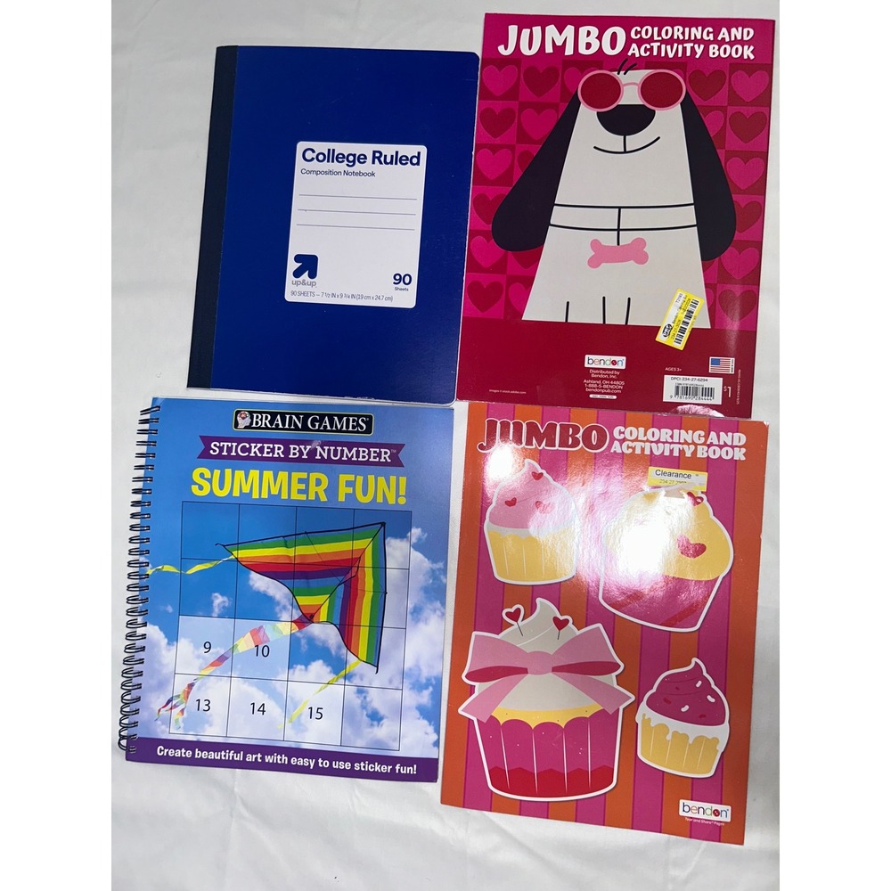 Bendon Activity Books Brain Games Sticker by Number‎ Up & Up Notebook Set of 4